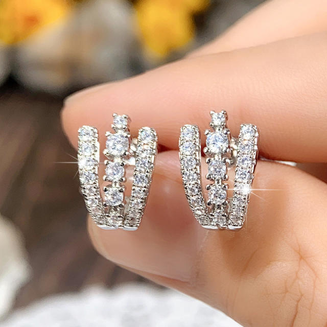 Hot sale chic diamond copper studs earrings