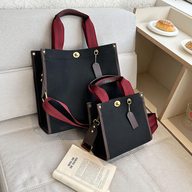 Classic color matching canvas handbag