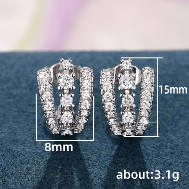 Hot sale chic diamond copper studs earrings