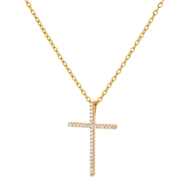 Classic diamond cross pendant necklace