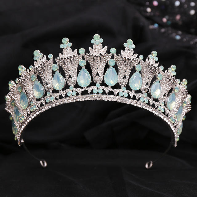 Baroque trend color tear drop crystal crown