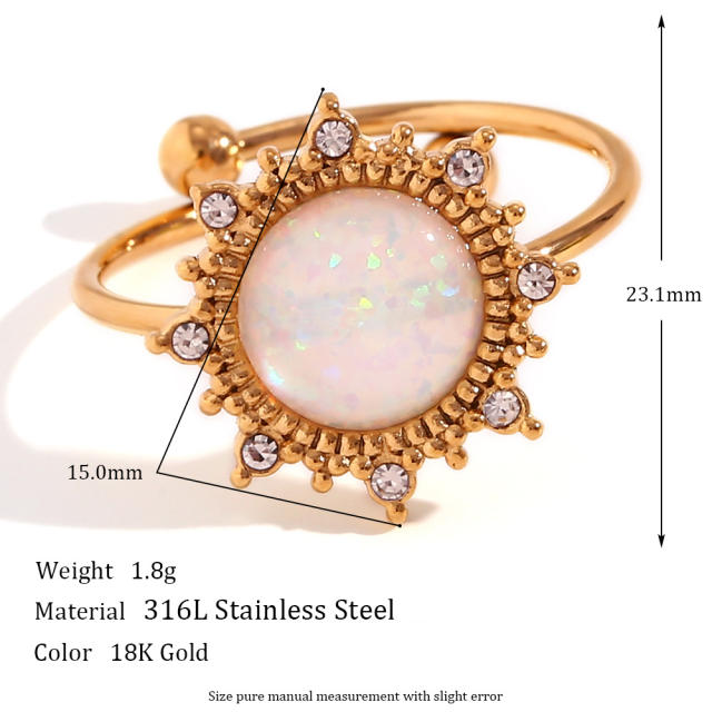 18KG opal stone stainless steel finger rings