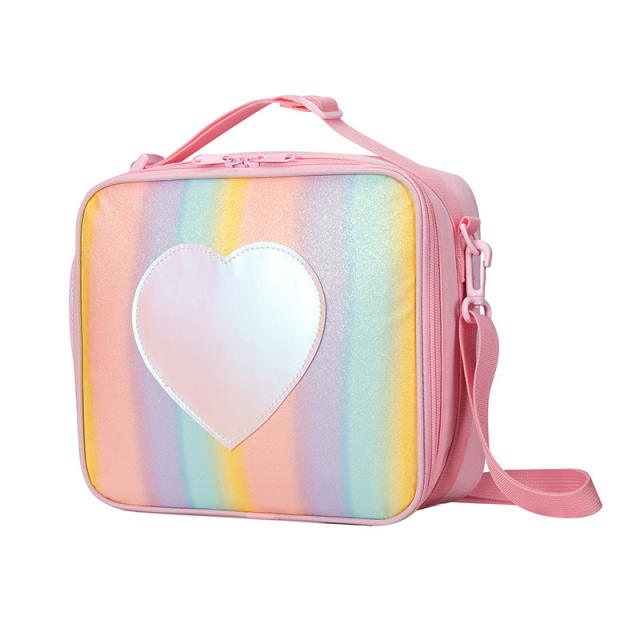 Sweet gliter heart girls school lunch bag