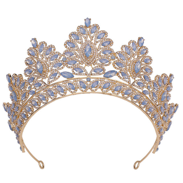 Baroque trend color tear drop crystal crown