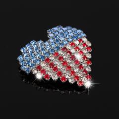 Diamond heart shape inpendence day brooch