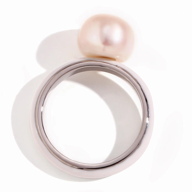 Y2K color enamel stainless steel pearl rings