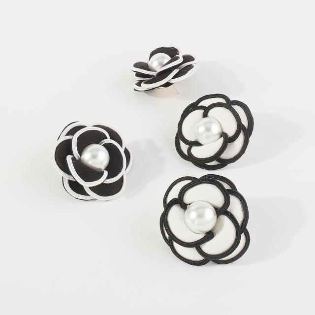 Elegant camellia flower studs earrings