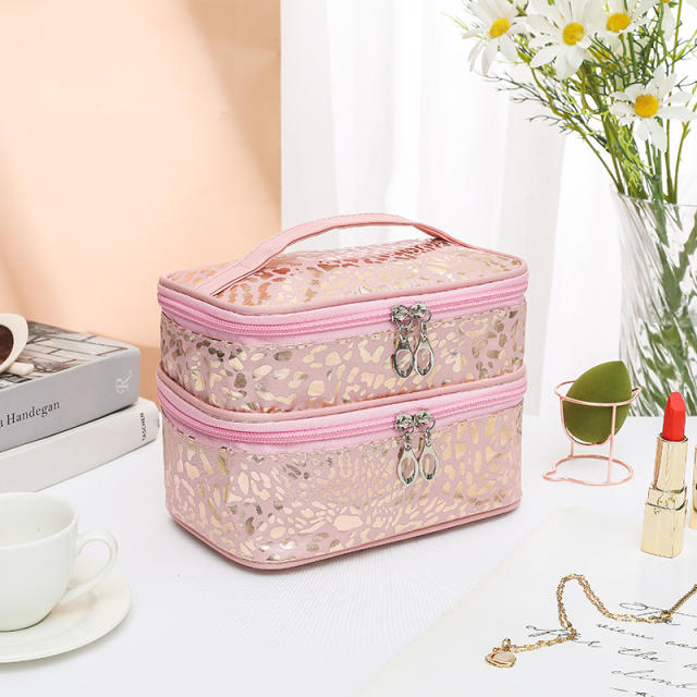 Hot sale two layer large travel wash bag cosmetic bag