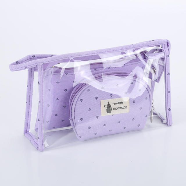 Hot sale 3pcs PVC travel wash bag cosmetic bag