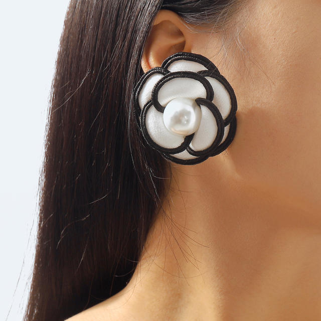 Elegant camellia flower studs earrings