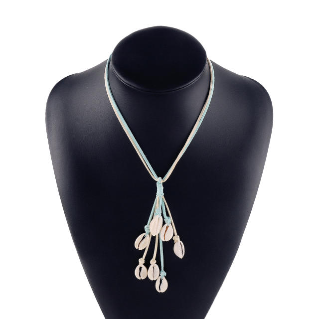 Boho beach trend shell suede necklace