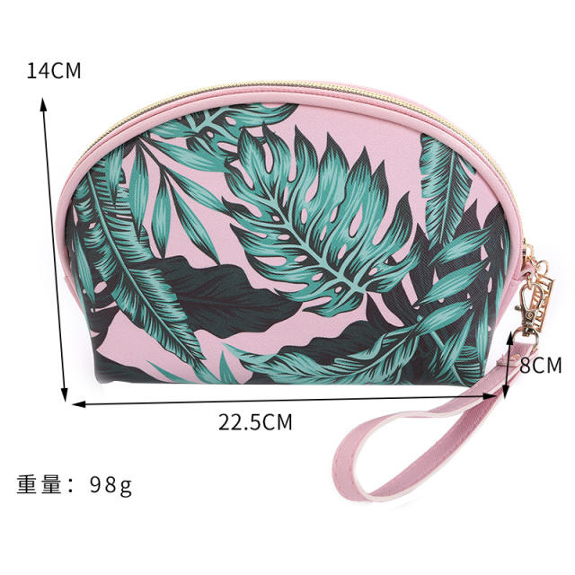 INS palm leaf pink color washbag cosmetic bag