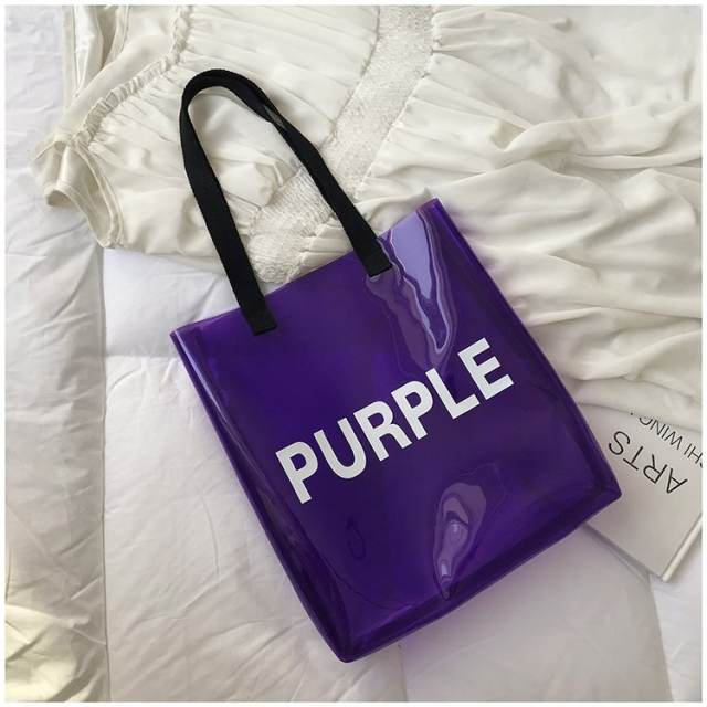Candy color PVC clear tote bag
