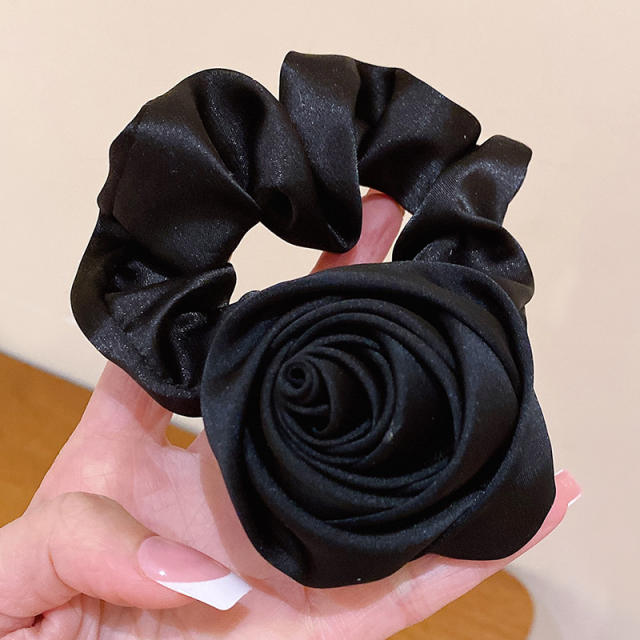 Plain color rose flower stain scrunchies