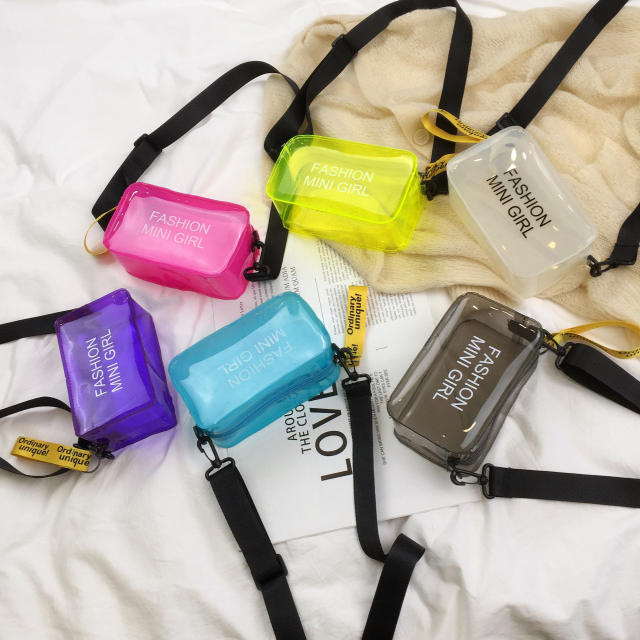 Summer candy color PVC clear jelly bag crossbody bag