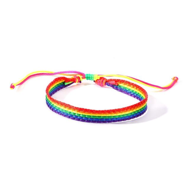 Rainbow string friendship bracelet