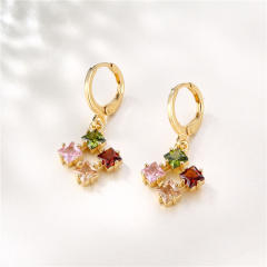 18KG color cubic zircon copper huggie earrings