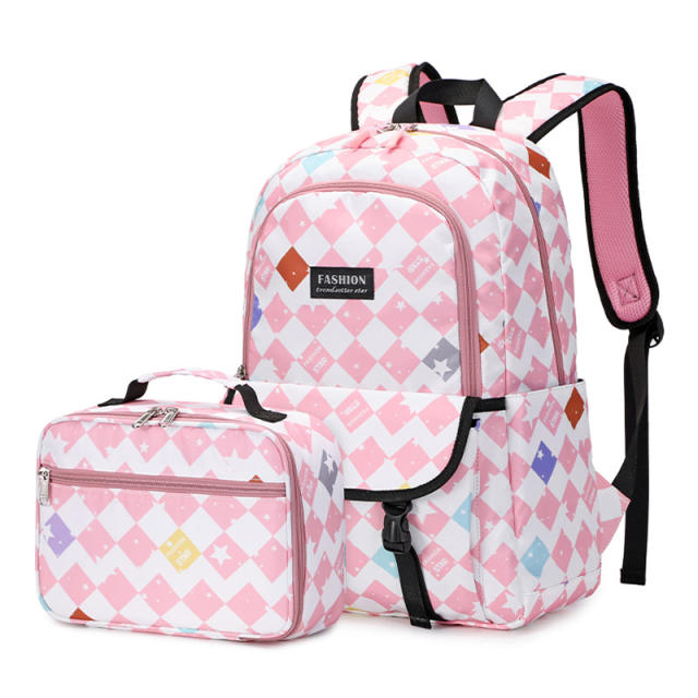 2pcs large storage school backpack lunch bag set