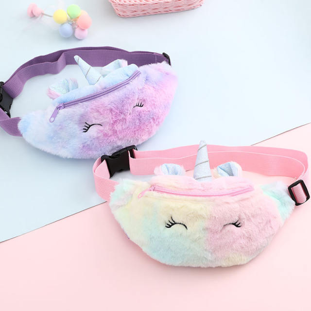 Cute fluffy unicorn girls funny pack waist bag