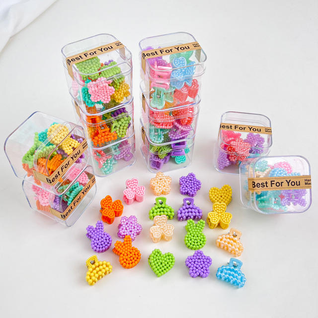 8pcs set Korean fashion candy color mini hair claw clips for kids