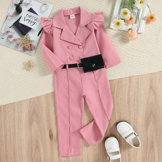 3-8 years plain color suit tops and pants set