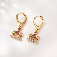 18KG copper color cubic zircon huggie earrings