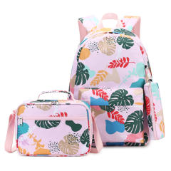Floral pattern large storage lunch bag school backpack set