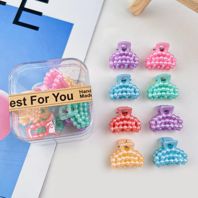 8pcs set Korean fashion candy color mini hair claw clips for kids