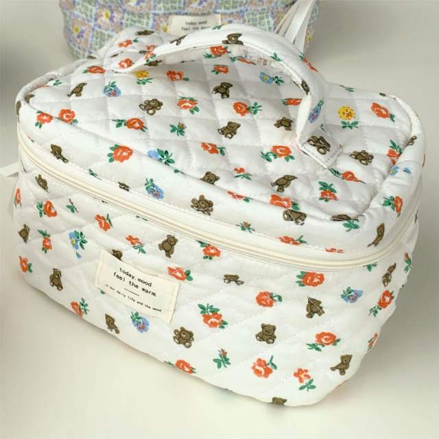 INS sweet pattern cotton large storage cosmetic bag