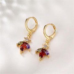 Elegant gold plated copper color cubic zircon huggie earrings