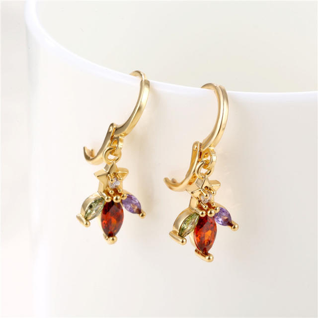 Elegant gold plated copper color cubic zircon huggie earrings