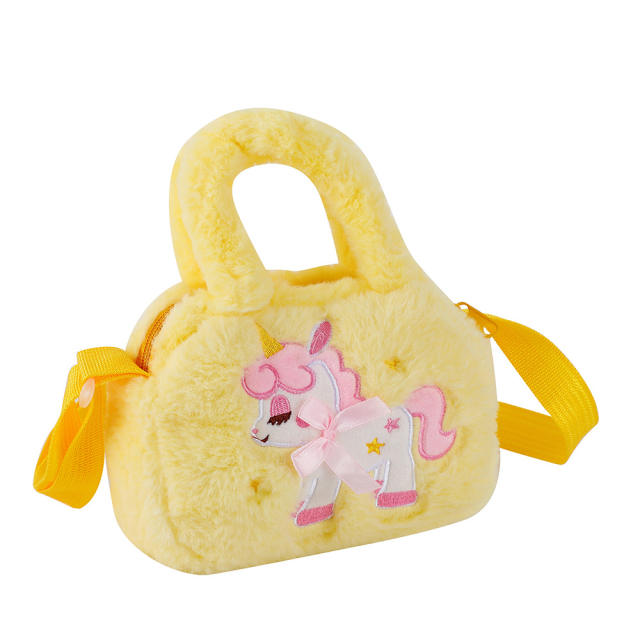 Cute fluffy unicorn girls crossbody bag