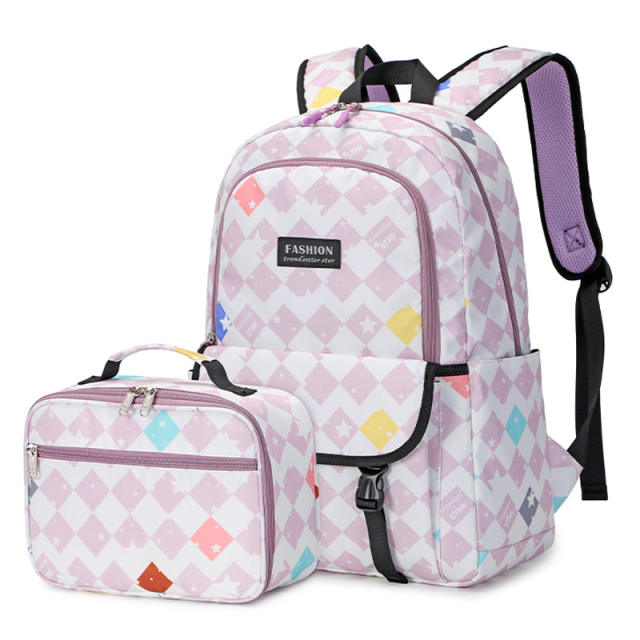 2pcs large storage school backpack lunch bag set