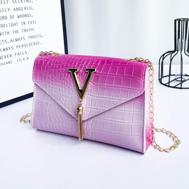 Popular Gradient chain tassel buckle stone pattern chain bag crossbody bag