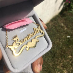 Personality heart ribbon custom name necklace