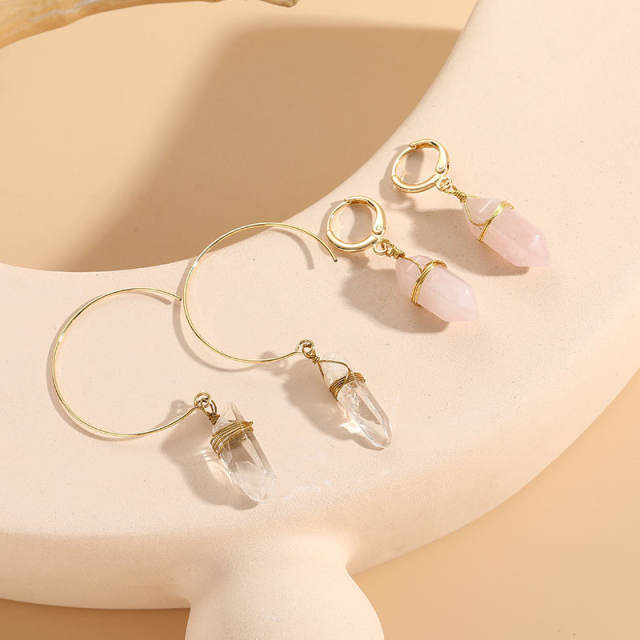 14KG copper crystal pendant earrings