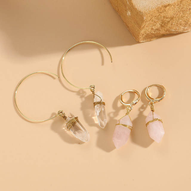 14KG copper crystal pendant earrings