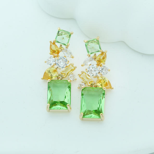 925 needle luxury delicate cubic zircon copper studs earrings