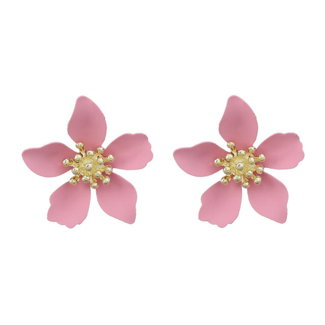 Summer color painting flower studs earrings