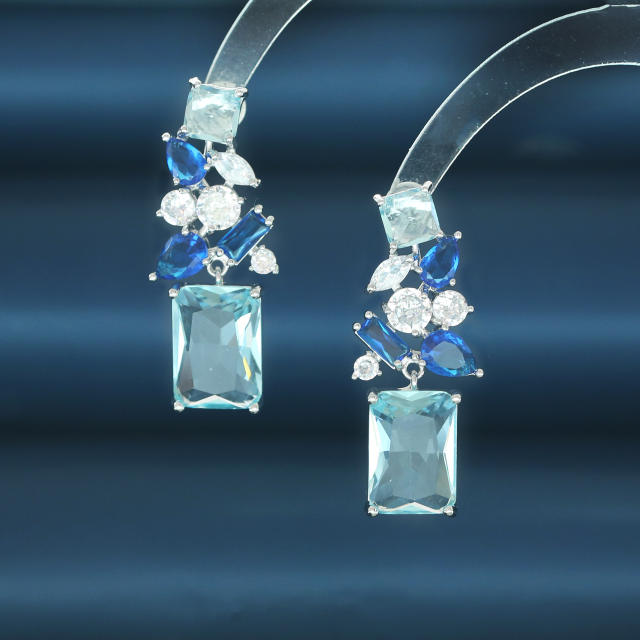 925 needle luxury delicate cubic zircon copper studs earrings