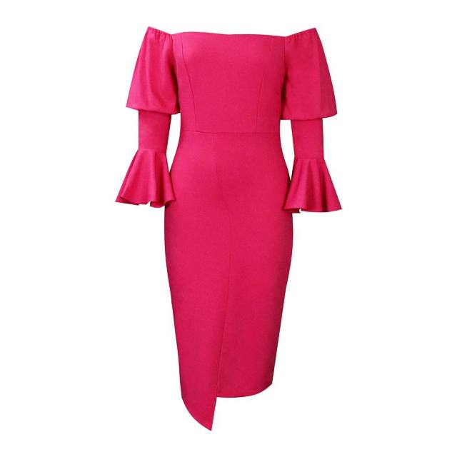 Sexy off shoulder pagoda sleeve bodycon dress