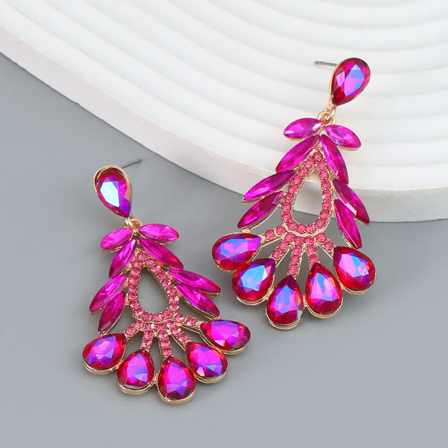 Chunky color glass crystal statement earrings