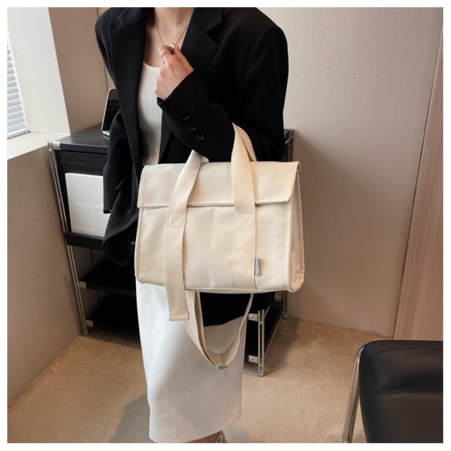 Korean fashion plain color canvas handbag