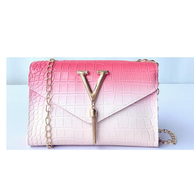 Popular Gradient chain tassel buckle stone pattern chain bag crossbody bag