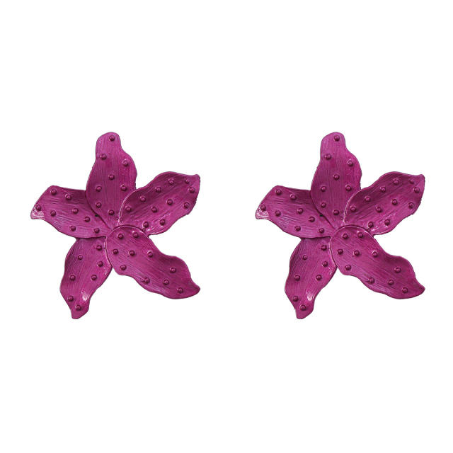 Summer colorful alloy bloosm petal chunky earrings