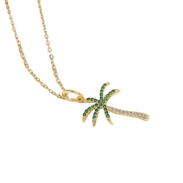 14KG ocean beach trend diamond pendant copper dainty necklace
