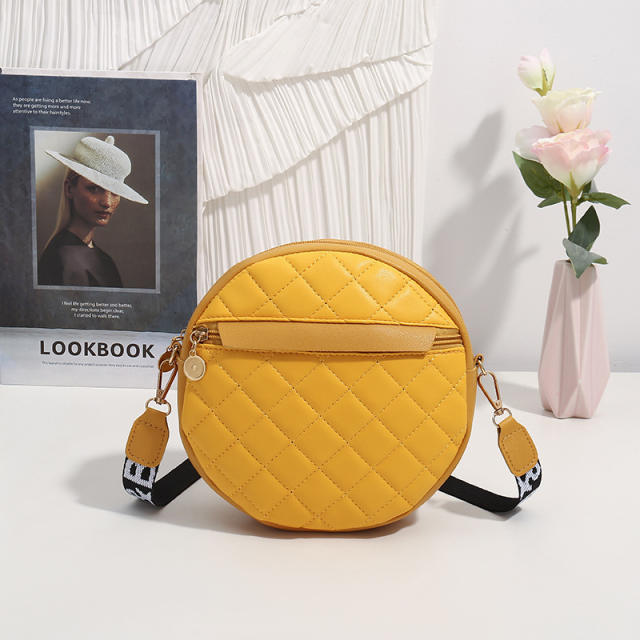 Cute round shape quilted PU leather crossbody bag