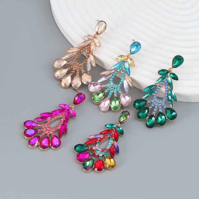 Chunky color glass crystal statement earrings