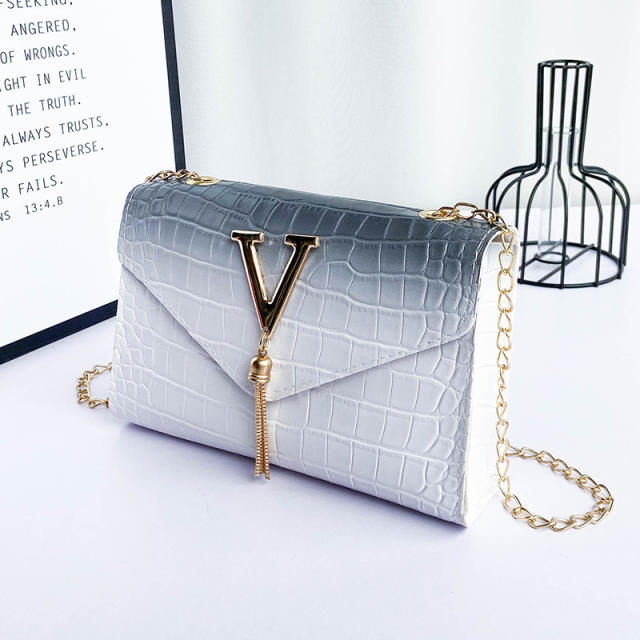 Popular Gradient chain tassel buckle stone pattern chain bag crossbody bag