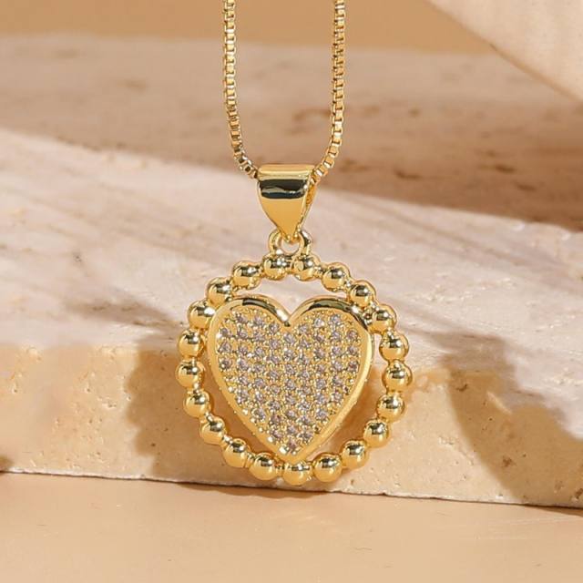 Hot sale heart pendant series gold plated copper necklace